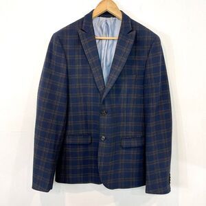 MArciano Guess Mens Stretch Retro Check Navy Jacket Blazer Sport Coat sz S